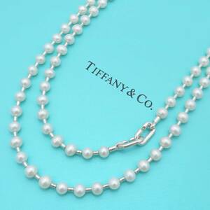 【送料無料】 未使用 Tiffany&Co. ティファニー ハードウェア パール ロング シルバー ネックレス Ag925 SV 真珠 HA399