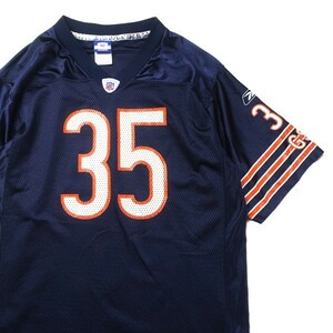 NFL! 90s ロシア製 Reebok Chicago Bears シカゴベアーズ アンソニートーマス フットボールシャツ T ゲームシャツ #35 ネイビー 紺 XL 古着