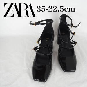 MK6718*ZARA*ザラ*レディースパンプス*35-22.5*エナメル黒