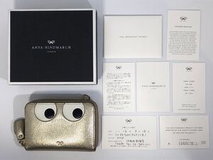 ANYA HINDMARCH アイズ スモール ジップ ラウンド ウォレット ライト ゴールド カラー お財布 コインケース アニヤハインドマーチ 付属品