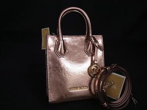 ■新品■未使用■ MICHAEL KORS マイケルコース レザー 2WAY クロスボディ トートバッグ ショルダー 斜め掛け メタリックピンク系 BF8293