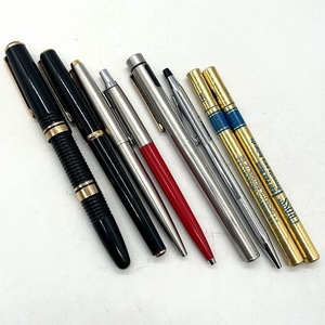 【J-32】　14K　585刻印有　万年筆　PLATINUM　＃3776　SHEAFFER　PARKER　CROSS　ボールペン　Refill　替え芯　8品おまとめ　