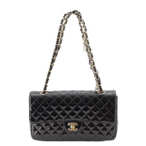 【シャネル】Chanel　13番台 マトラッセ 銀座5周年記念 パテント チェーンショルダーバッグ ブラック 【中古】【正規品保証】214873