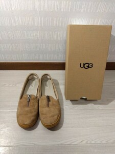 【F436】【未使用】 アグ オーストラリア UGG australia スリッポン フラット セラーラ Selarra スエード ジップ 23.5cm 茶 1015112