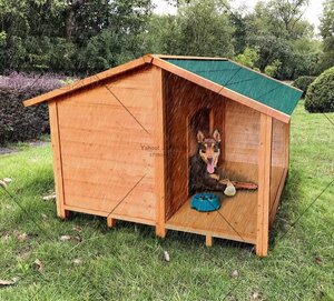 犬小屋 ドッグハウス 木製 中型犬用 犬 ドッグパーク ロッジ犬舎 ログハウス 庭 外飼い ドアと窓付き 通気性 105*135*98cm