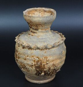 【金富士】出土品 南北朝時代褐釉壺　高17ｃｍ 検/古伊万里古九谷江戸明治骨董人間国宝