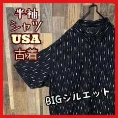 柄シャツ 総柄 メンズ ブラック 2XL シャツ USA古着 90s 半袖