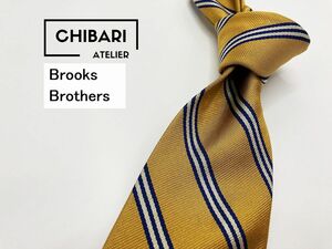 【超美品】BrooksBrothers　ブルックスブラザーズ　レジメンタル柄　ネクタイ　3本以上送料無料　ブラウン　1001039