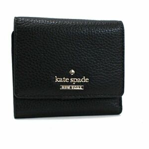 ★ ケイトスペード 3つ折り財布 ブラック 中古 ABランク kate spade |レディース 女性用 ブランド コンパクト