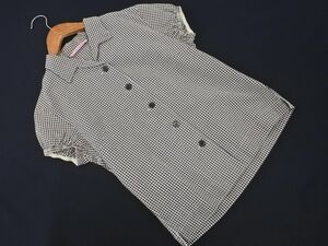 ネコポスOK Paul Smith ポールスミス ギンガムチェック パフスリーブ ブラウス シャツ size40/白ｘ黒 ■◆ ☆ ega9 レディース