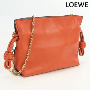 6/16はさらに+11倍 中古 ロエベ 斜め掛け ショルダーバッグ レディース ブランド LOEWE フラメンコクラッチ レザー A411FC6X01 オレンジ