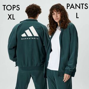 新品 L adidas アディダス メンズ トラックジャケット トラックパンツ ジョガーパンツ スウェットパンツ ブラッシュド 上下 セット XL