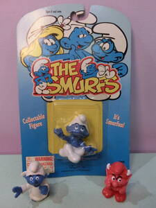 SMURFS スマーフ◆90’s PVCフィギュア人形 天使と悪魔 他 3点セット ビンテージ◆Vintage figure ハンナバーベラ