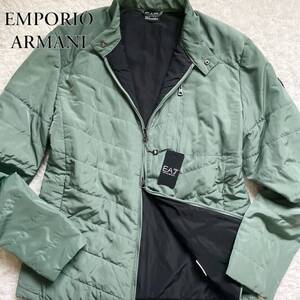 定価8万■未使用/3XL■エンポリオ アルマーニ ダウンジャケット 肩ワッペン ダブルジップ ブルゾン EMPORIO ARMANI 新品タグ付き カーキ