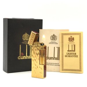 1円 美品 Dunhill ダンヒル ガスライター ローラー型 ゴールド 箱付き 着火良好 喫煙グッズ 煙草グッズ h230