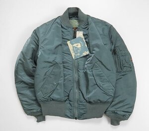 90s*デッドストック ALPHA INDUSTRIES ◆ MA-1 GROUND CREW仕様 グランドクルージャケット セージ S (USA製) ヴィンテージ アルファ ◆BT14