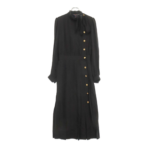 LOUIS VUITTON ルイヴィトン Long Sleeve Pleated Dress ロングスリーブ プリーツドレス ブラック ハンガー、替えボタン、タグ付き