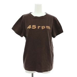 フォーティーファイブアールピーエム 45R 45rpm ロゴカットソー Tシャツ 半袖 3 茶色 ブラウン オレンジベージュ /DO ■OS レディース