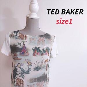 TED BAKER ファンシー・アニマル動物イラストTシャツ 表記サイズ1 S 童話メルヘン風66499