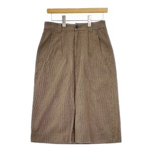 MHL. 595-9132551 コットンリネン 千鳥格子 WORKWEAR COTTON LINEN スカート ブラウン ブラック エムエイチエル 5-0118M 251259