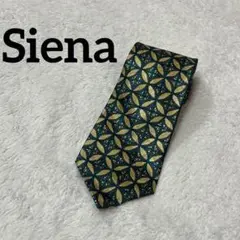 Siena シエナ　紳士　シルクネクタイ　メンズ　小物　古着　総柄　グリーン系