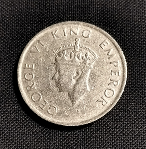 英領インド ジョージ6世 ハーフルピー銀貨 1947