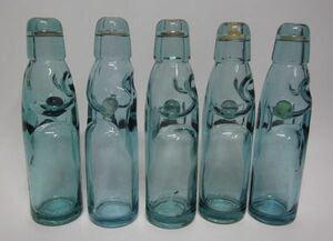 [悠]・昭和レトロ・古いラムネ瓶　5つ