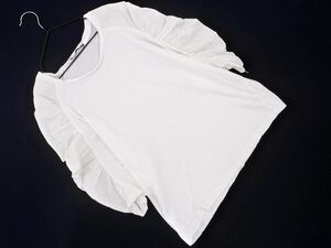 ZARA ザラ ギャザースリーブ Tシャツ sizeM/白 ■◆ ☆ ega1 レディース