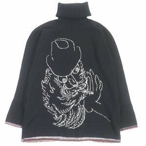 美品□Yohji Yamamoto ヨウジヤマモト 16AW NR-K02-162 ウール コットン ロング丈 タートルネックニット セーター 黒 2 正規品 メンズ