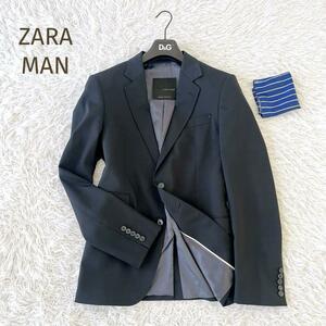 ☆ZARA MAN☆ザラマン BLACK TAG 紺ブレ テーラードジャケット チーフ付き L相当