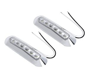 マーカーランプ 白色 LED 12V-24V トラック サイド ライト 路肩灯 6連 発光 メッキカバー付き 小型 中型 2本