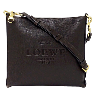 ロエベ LOEWE バッグ レディース ブランド ショルダーバッグ レザー ダークブラウン ロゴ コンパクト ミニバッグ ポシェット 斜め掛け