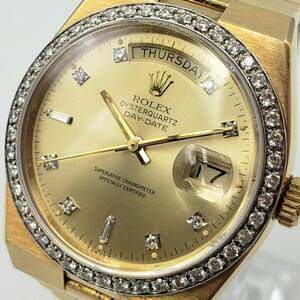 M37780(063)-642/TN2000000　腕時計 ROLEX OYSTERQUARTZ DAY-DATE 18K 750 19048 ロレックス オイスタークォーツ デイデイト ダイヤモンド