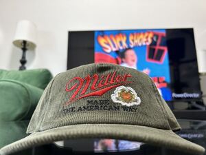 USA Miller HIGH LIFE BEERコーデュロイキャップ　オリーブ