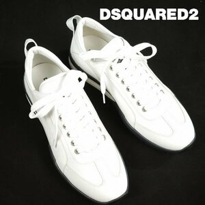 新品1円～★定価8.3万 DSQUARED2 ディースクエアード イタリア製 Original Legend 牛革レザースニーカー シューズ 41 25.5cm 白 ◆6070◆