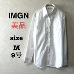 IMGN レディース 白 長袖 シャツ ブラウス ワイシャツ 9号★M