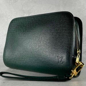 【極美品】ルイヴィトン LOUIS VUITTON タイガ バイカル クラッチバッグ セカンドバッグ レザー グリーン LV ゴールドバッグ メンズ