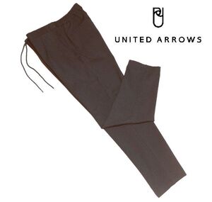 新品! ユナイテッドアローズ ピンヘッド柄 タック イージーパンツ ブラウン (M) 送料安 ☆ UNITED ARROWS メンズ カジュアル 洗濯機可 茶★