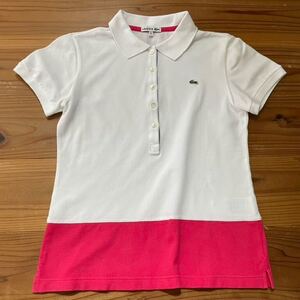 送料込み！LACOSTE ツートン 半袖ポロシャツ 42サイズ ラコステ ワニマーク GOLF ゴルフウェア 半袖シャツ ワニマーク