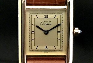 Cartier カルティエ マストタンク 3 6601 文字盤ゴールドローマン クォーツ SV925 社外ベルト 付属品なし