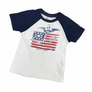 ND186-21 POLO RALPH LAUREN ポロラルフローレン 半袖 Tシャツ トップス プルオーバー クルーネック ホワイト ネイビー キッズ 子供服 3T