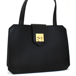 1円 ◆美品 CELINE セリーヌ ハンドバッグ レザー ブラック ヴィンテージ◆K.Csom.tI-08