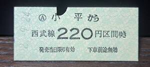 B 【即決】(S)西武鉄道 小平→220円 5627