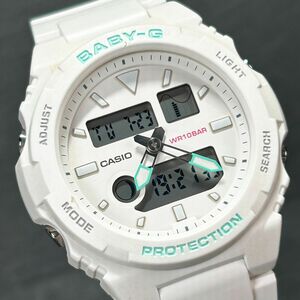 CASIO カシオ Baby-G ベビージー G-LIDE ジーライド BAX-100-7AJF 腕時計 クオーツ アナデジ ホワイト 多機能 ステンレススチール 稼動品