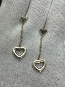 HS ■美品■ TIFFANY＆Co ティファニー ハート リンク ドロップ SV925 ピアス アクセサリー レディース シルバー系 