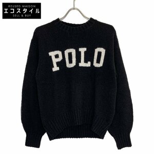 POLO RALPH LAUREN ポロ ラルフローレン WMPOSWENC021044 ロゴ クルーネック セーター ブラック XS トップス ウール レディース 中古