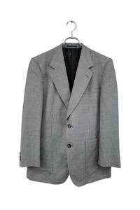 人気 カシミヤ混 LANVIN ランバン テーラードジャケット チェック ネイビー系 メンズ サイズ 48 6 衣A