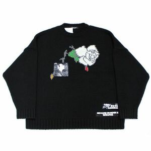 UNDERCOVER アンダーカバー 23AW ROSE JQ & パッチ オーバーサイズ ニット 4 ブラック