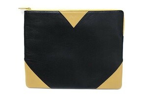 【中古】CELINE セリーヌ バッグ レディース クラッチバッグ ミニ ブラック ベージュ バイカラー レザー