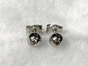 pt900 ダイヤ 0.02ct×2 本物 ピアス キャッチ 付き ２個まとめて (両耳分) プラチナ ダイヤモンド 中古